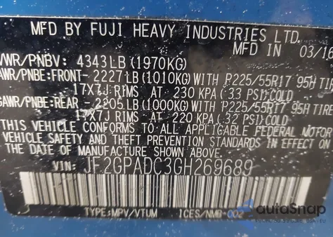 2016 Subaru Crosstrek 2.0I Premium из США, поврежденный, VIN JF2GPADC3GH269689